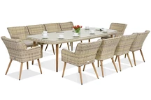 Ensemble de salle à manger exclusif avec une grande table Cordoba pour 10 personnes Garden Point sable