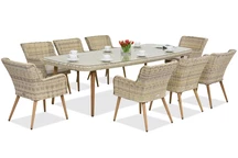 Ensemble de salle à manger exclusif avec une grande table Cordoba pour 8 personnes Garden Point sable