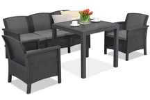 Ensemble en rotin technique Venezia Dallas Apetito 5 anthracite Bica