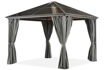 Gazebo Milos 3x3m avec rideaux Garden Point gris