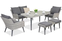 Meubles de jardin Bilbao Apetito 4 + 2 poufs Garden Point бели