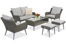 Meubles de jardin Bilbao Coffee 4 + 2 poufs Garden Point gris
