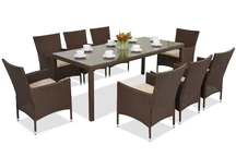Meubles de jardin en résine tressée Milan/Grenada 8 avec une grande table Garden Point marron