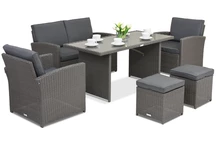 Mobilier de jardin Monaco Apetito 4 + 2 poufs Garden Point anthracite