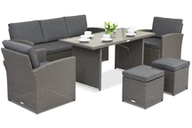 Mobilier de jardin Monaco Apetito 5 + 2 poufs Garden Point anthracite