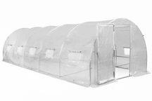 Polytunnel avec cadre métallique 3x8m Garden Point blanc avec porte