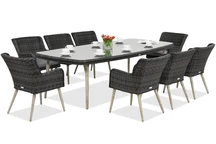 Salle à manger luxueuse avec grande table Cordoba pour 8 personnes Garden Point anthracite