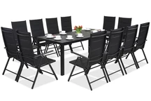 Salon de jardin en aluminium Polywood avec une grande table Verona pour 12 personnes Garden Point noir