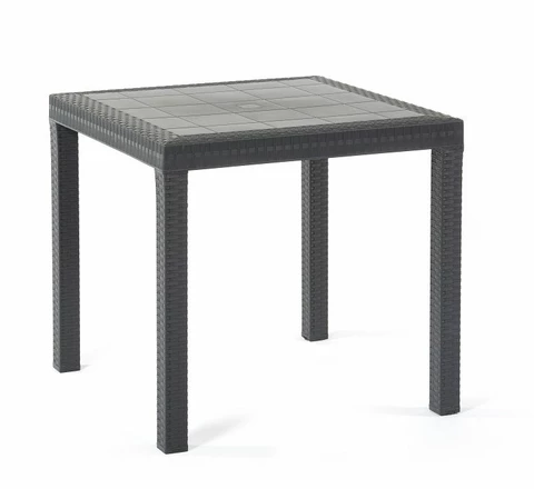 Salon de jardin en polyrotin Venezia Dallas Apetito 4 anthracite Bica