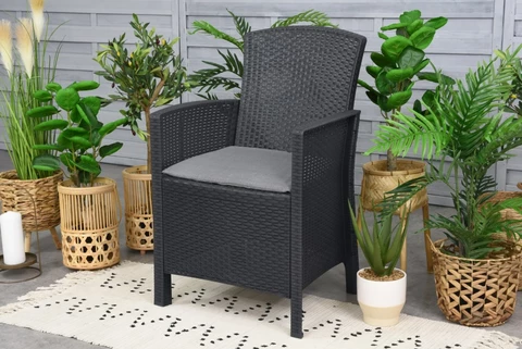 Salon de jardin poly rotin Lida Dallas Apetito 4 anthracite Bica