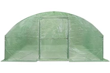 Serre tunnel de jardin à armature métallique 4x6 m verte avec porte