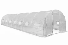 Serre tunnel de jardin avec armature métallique 3x10m blanche