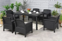 Service de table Venezia Premium 6 anthracite poly rotin Bica