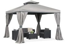 Tonnelle grise avec rideaux Valencia 3x3m Garden Point