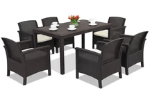 Venezia Premium 6 Bica service de table en poly rotin marron