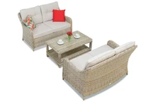 Ensemble de meubles en rotin Toledo Coffee avec petite table pour 4 personnes, Garden Point beige