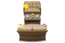 Ensemble de meubles en rotin brun Garden Point Toledo Coffee avec une petite table pour 4 personnes