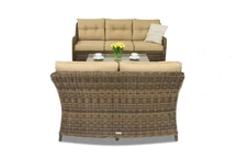 Meuble en rotin Toledo Coffee avec une petite table pour 5 Garden Point marron