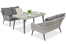 Salon de jardin Bilbao Apetito avec une grande table pour 4 Garden Point blanc