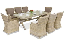 Salon de jardin London 8 places Garden Point en techno rotin beige
