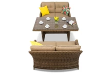 Toledo Apetito meuble en rotin avec une grande table pour 4, Garden Point marron