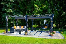 Pergola de terrasse Barbados 3x6 m avec rideaux Garden Point anthracite