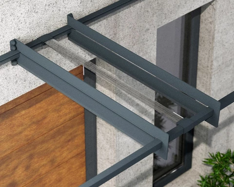 Auvent de porte moderne Nancy 3 m Palram - Auvent anthracite