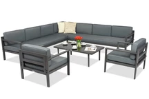 Garden Point grand ensemble de meubles d'angle Porto Corner 8 anthracite