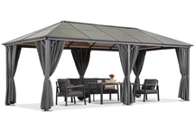 Milos 3x6 Garden Point gazebo avec rideaux gris