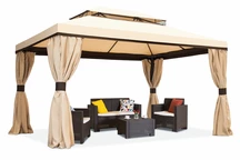 Pavillon de jardin avec rideaux crème Valencia 3x6m Garden Point