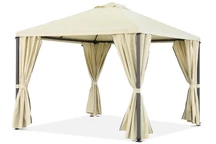 Pavillon de jardin beige avec rideaux Madrid 3 x 4 Garden Point