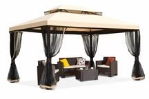 Pavillon de jardin crème avec moustiquaire Valencia 4x6 m Garden Point