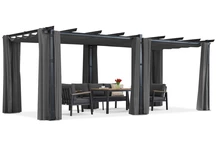 Pergola de terrasse Barbados 3x6 m avec rideaux Garden Point anthracite
