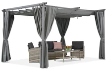 Pergola patio La Palma 4x4 Garden Point anthracite avec rideaux