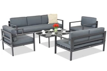 Salon de jardin Garden Point Porto Coffee 7 anthracite