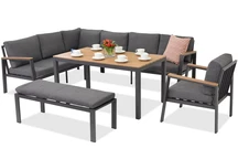 Salon de jardin d'angle  Zakynthos Comida 7 avec table anthracite Garden Point
