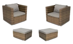 Salon de jardin en rotin Roma Terrace + 2 poufs marron Garden Point (1)