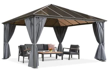 Tonnelle de jardin Milos 4x4m avec rideaux Garden Point