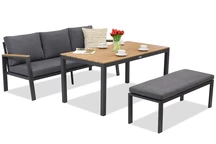 Zakintos Apetito Comfort 3 set aluminium avec banc anthracite Garden Point