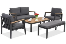 Zakintos Coffee 4 aluminium set with bench anthracite Garden Point