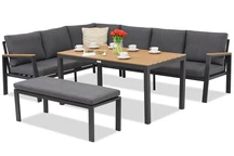 Zakintos Comida 5 fauteuils d'angle avec banc anthracite Garden Point