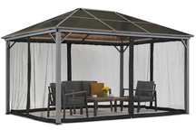 Abri de jardin Milos 3x4m avec moustiquaire Garden Point gris