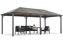 Abri de jardin Milos 3x6m avec moustiquaire Garden Point gris