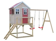 Maison à plate-forme en bois avec 2 balançoires Antek VII