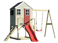 Antek IV maison à plateforme en bois avec toboggan et balançoire