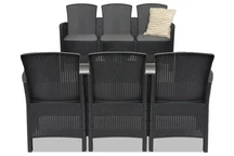 Ensemble en rotin Lido pour 6 personnes anthracite Bica