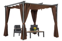 Pergola de terrasse La Palma 3x3m marron avec rideaux Garden Point