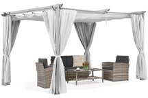 Pergola de terrasse La Palma 3x4m blanche avec rideaux Garden Point