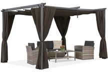 Pergola de terrasse La Palma 4x4m marron avec rideaux Garden Point