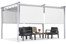 Pergola de terrasse blanche avec store La Palma 3x4 Garden Point